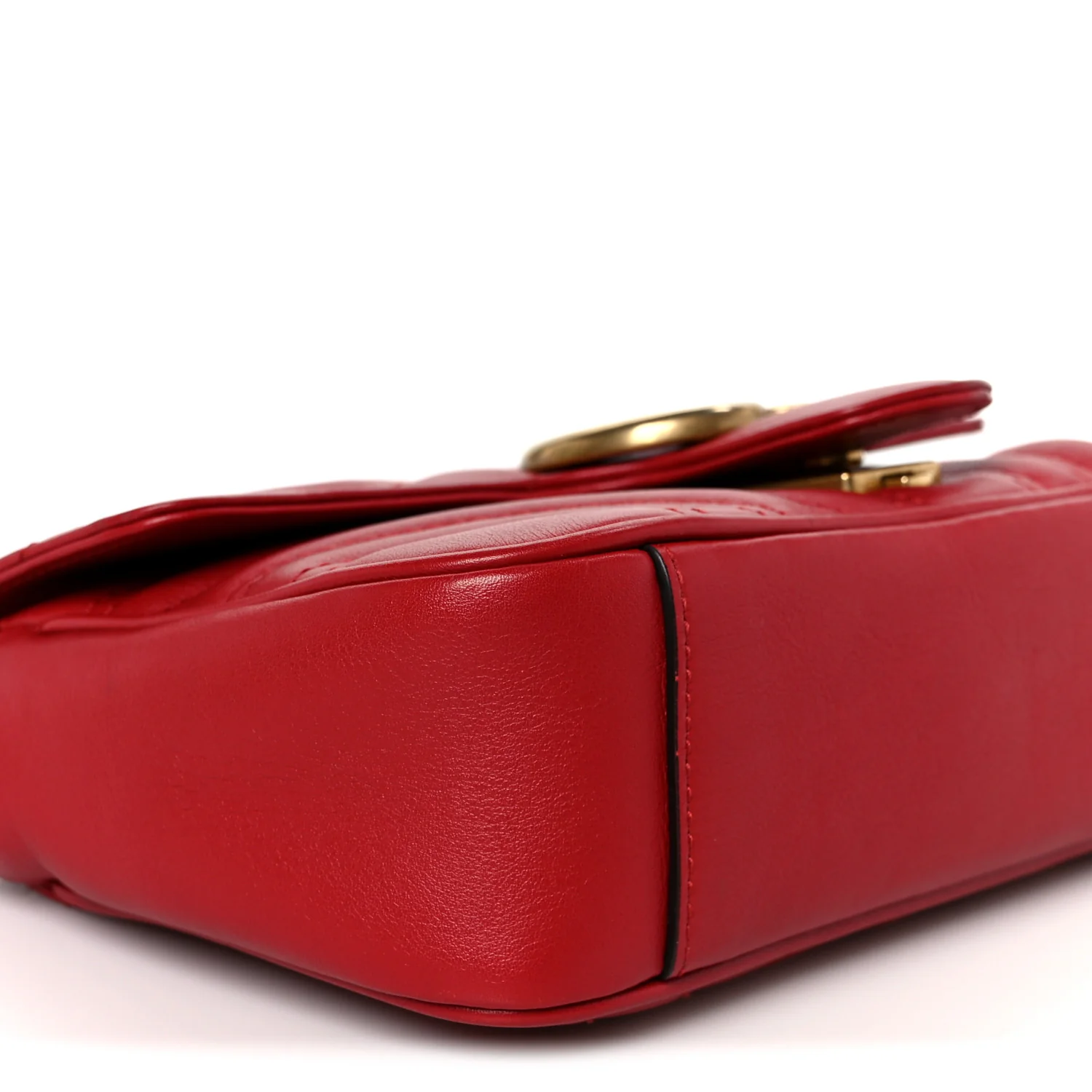 Calfskin Matelasse Mini GG Marmont Shoulder Bag Hibiscus Red