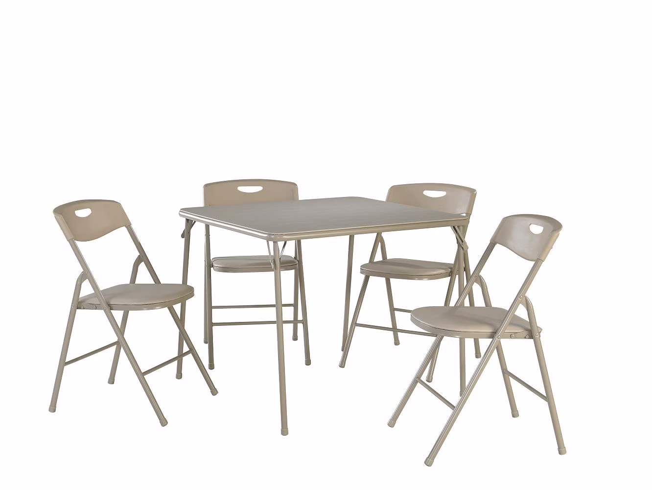 34" Folding Card Table and 4 Resin Folding Chairs with Seatback Handles, Antique Linen(Antique Linen)