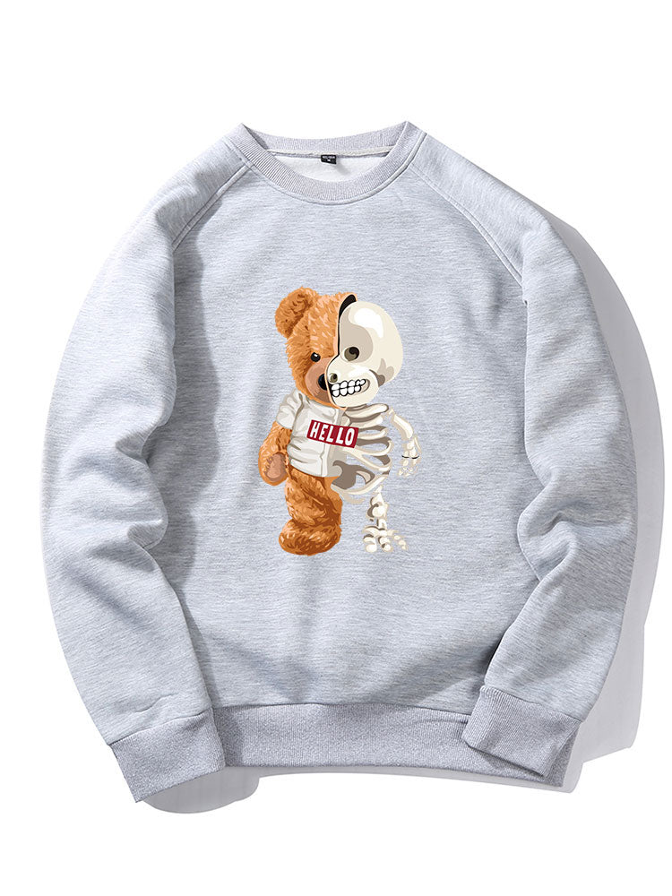 Sweat-shirt à manches raglan imprimé ours squelette