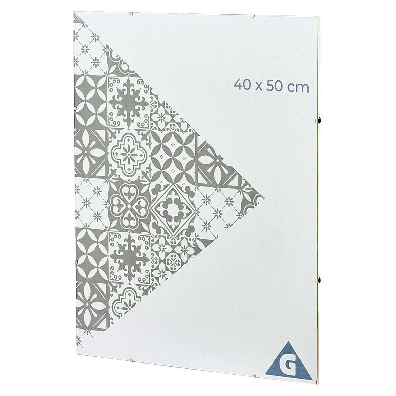 Cadre sous verre contour argenté 40 x 50 cm