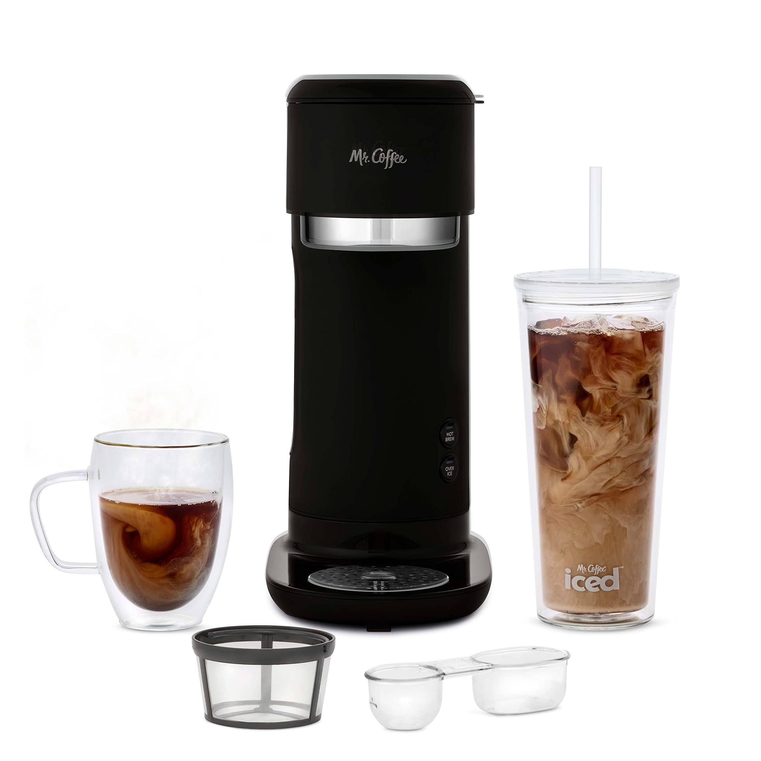 Mr. Coffee Iced and Hot Coffee Maker, Single Serve Machine with 22-Ounce Tumbler
