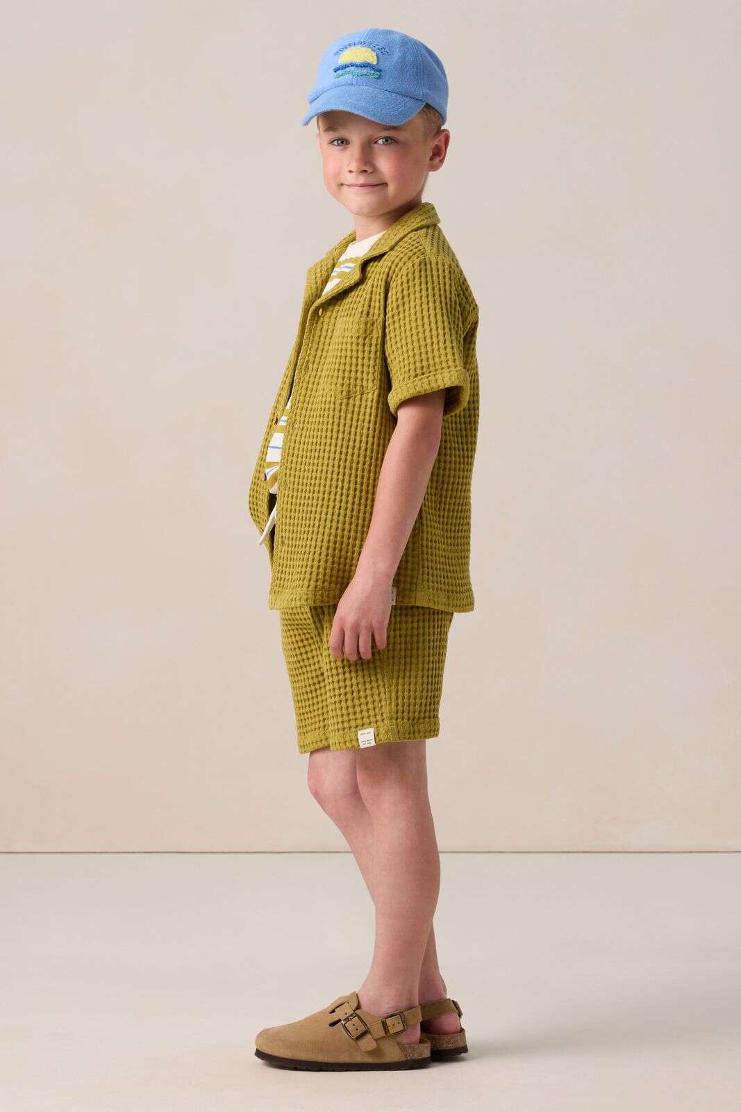 lichtgroene wafelstof shorts