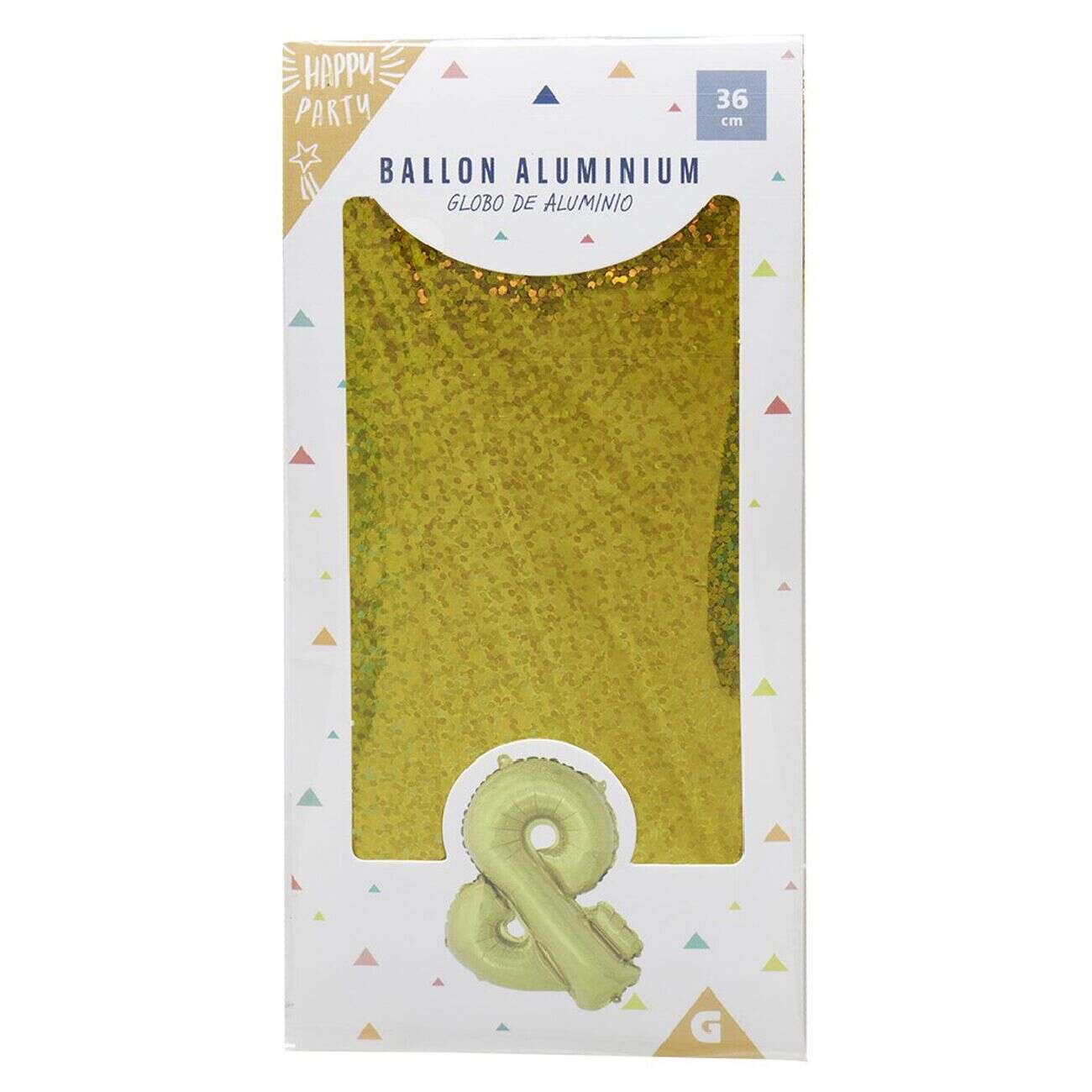 Ballon symbole & esperluette aluminium H36cm (2 modèles argenté ou doré)