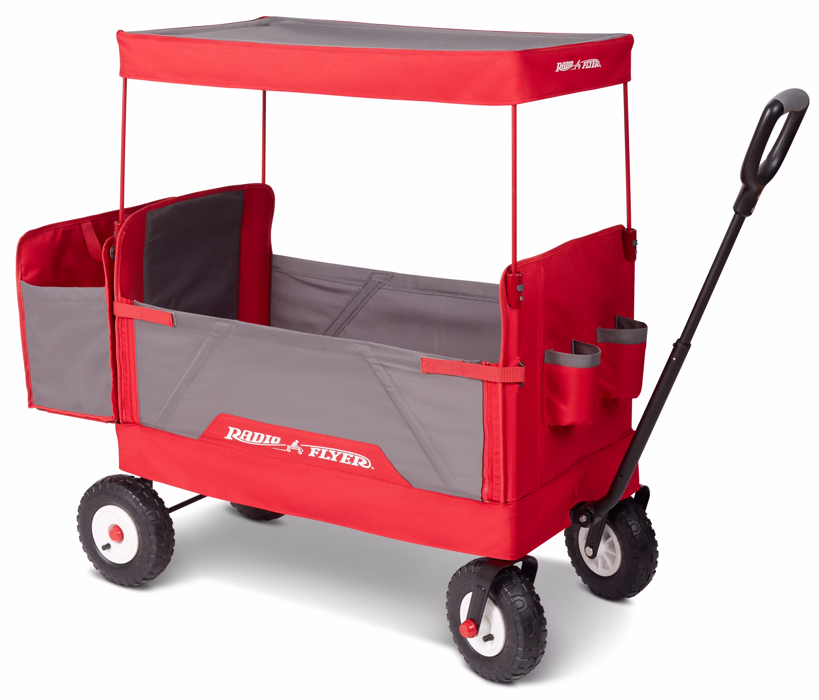Radio Flyer, 3 - in - 1 All - Terrain EZ Fold Wagon with Canopy, Red and Gray, Air Tires