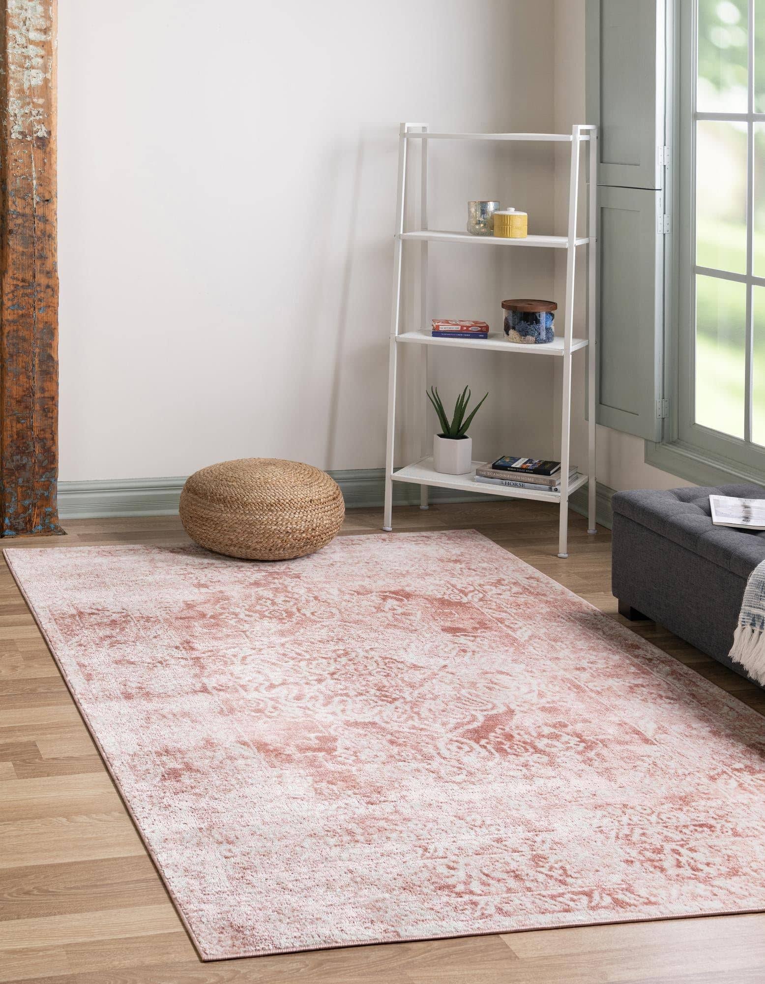 Unique Loom Bodleian Oxford Rug, Pink, 4x6 ft