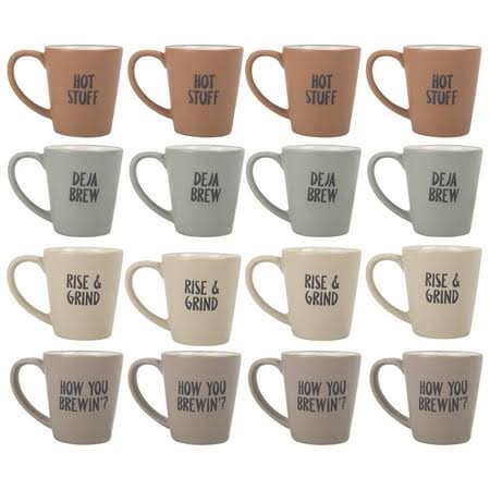Home Essential Assorted Stoneware Espresso Mugs, 3 fl oz.