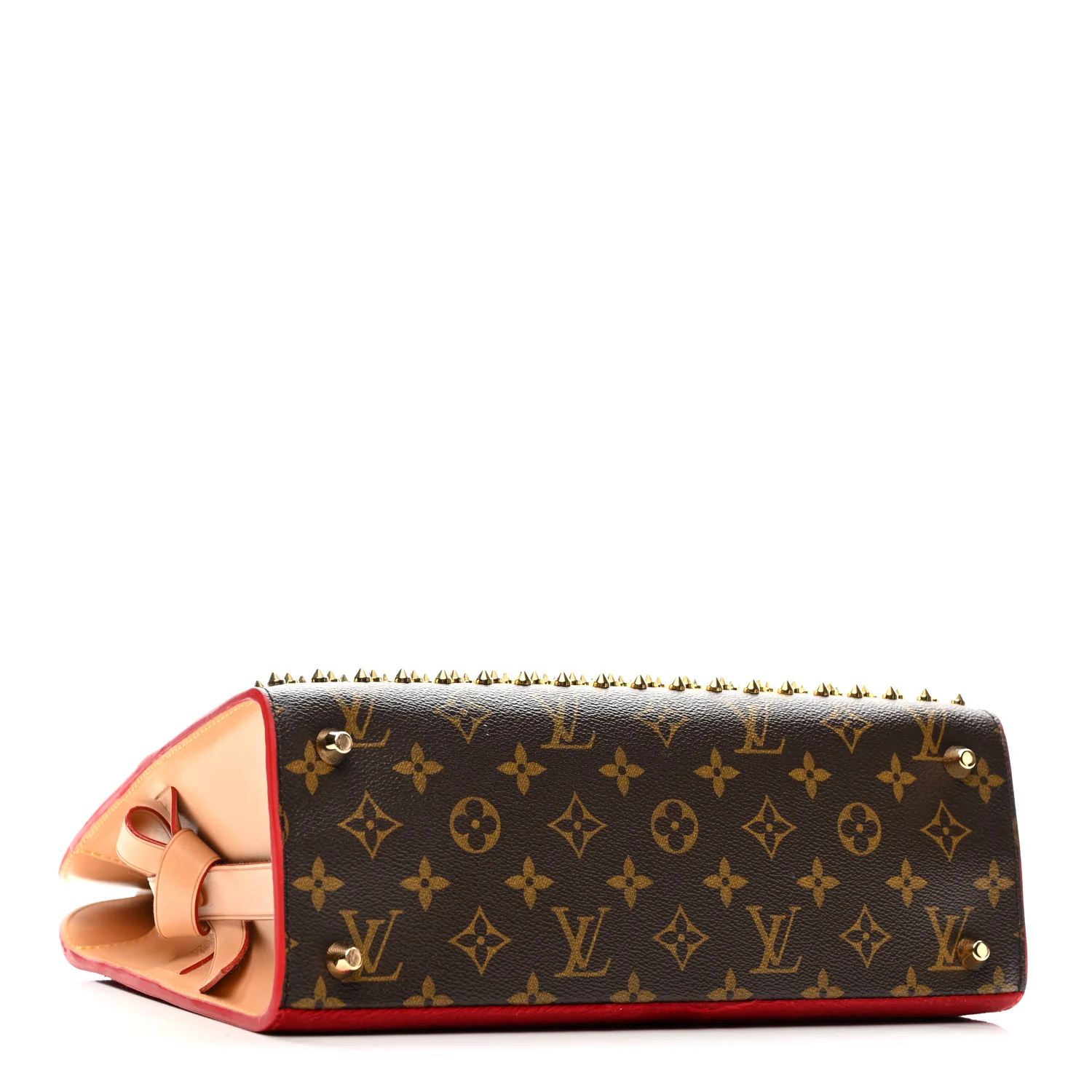 Monogram Calf Hair Spikes Iconoclasts Christian Louboutin Tote Red
