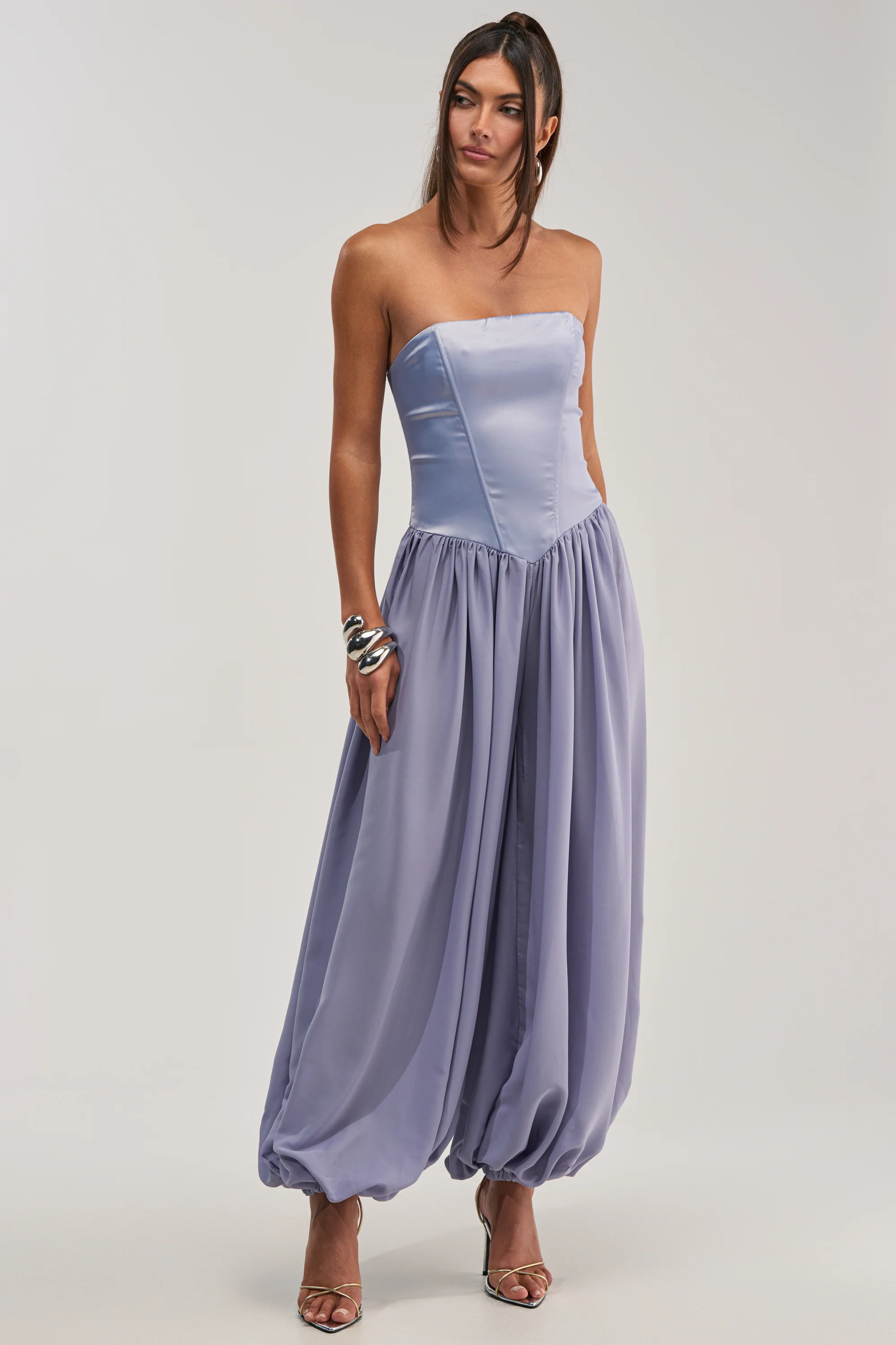 READ MY MIND STRAPLESS JUMPSUIT IN BLUE - Akira Store