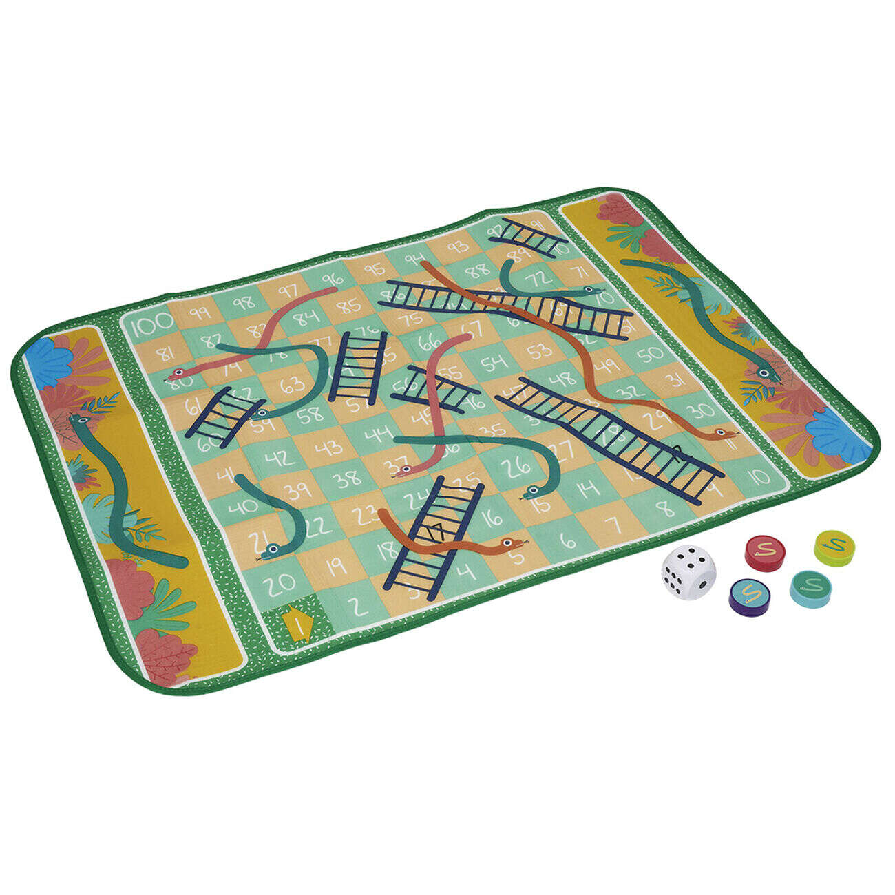 Tapis jeu des serpents XL avec pions et dé 130x93cm