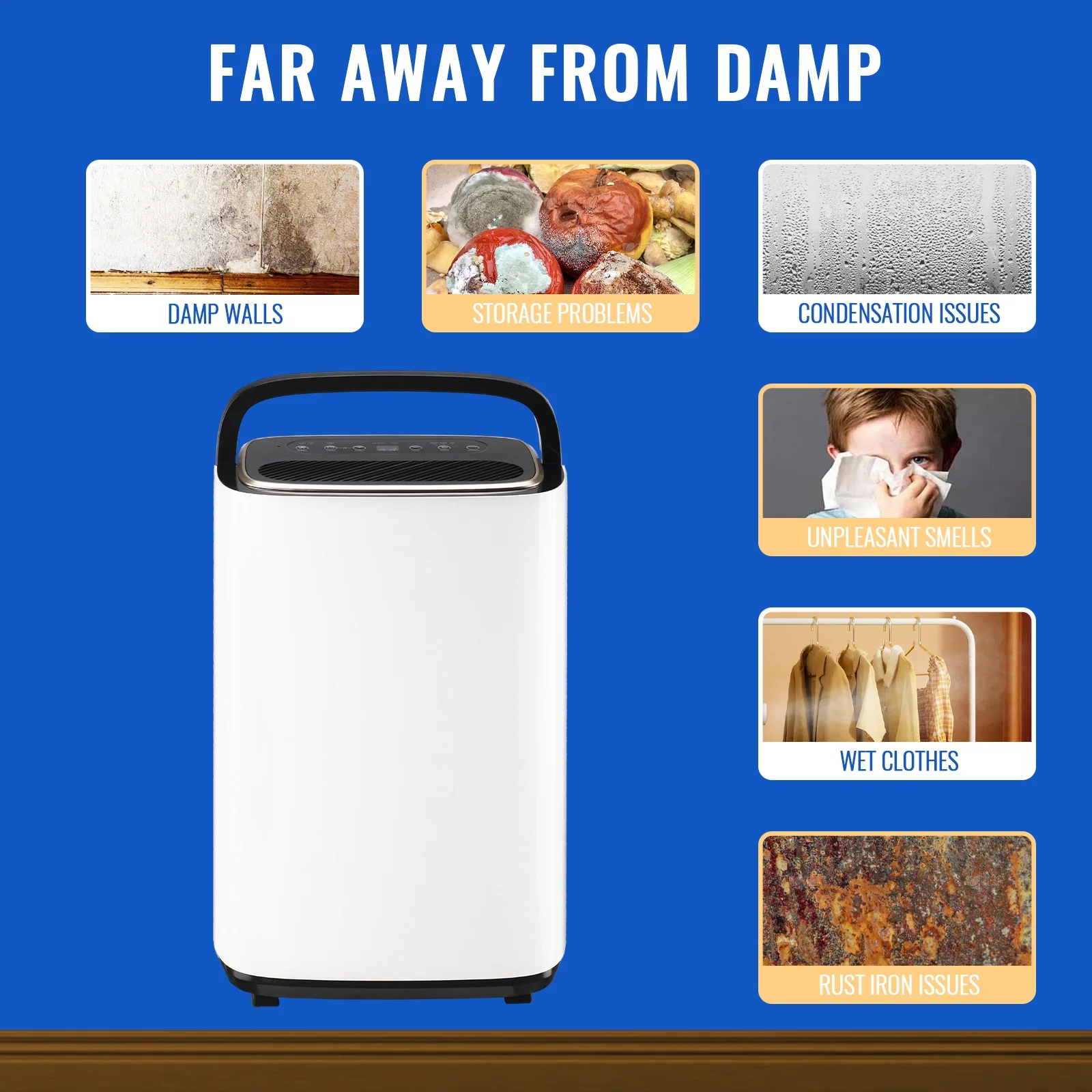 Dehumidifiers 15 Pints Max for 1000 Sq ft for Basements Home with Drain Hose, 24Timer, New(1.6 gal) - Image 2