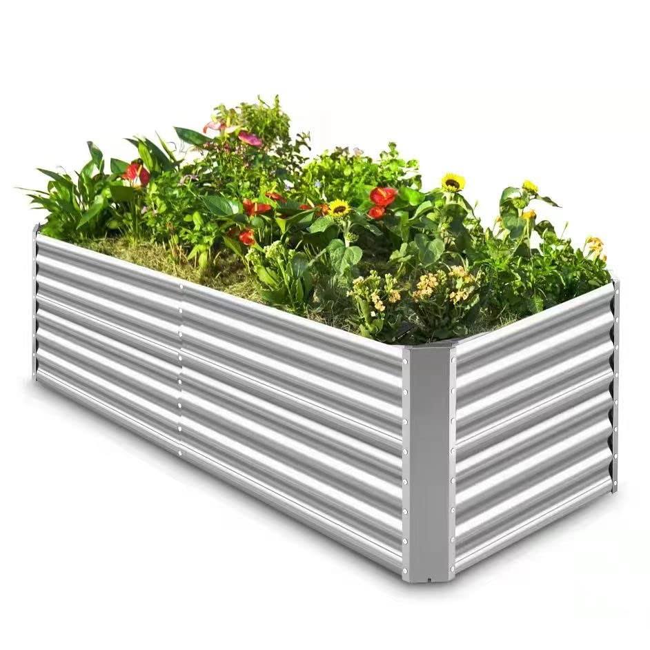 Land Guard 8�G4�G2 ft Galvanized Raised Garden Bed Kit, Galvanized Planter Raised Garden Boxes Outdoor, Large Metal Raised Garden Beds for Vegetables.