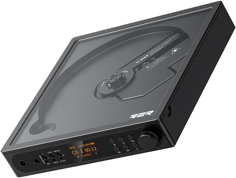 FiiO DM15 Portable Stereo CD Player with True 24Bit R2R DAC  1150mW+1150mW High-Power Output  aptX Adaptive Bluetooth Transmitter  24 Sound Presets  USB/CD HiFi Audio  HD Display (Black)
