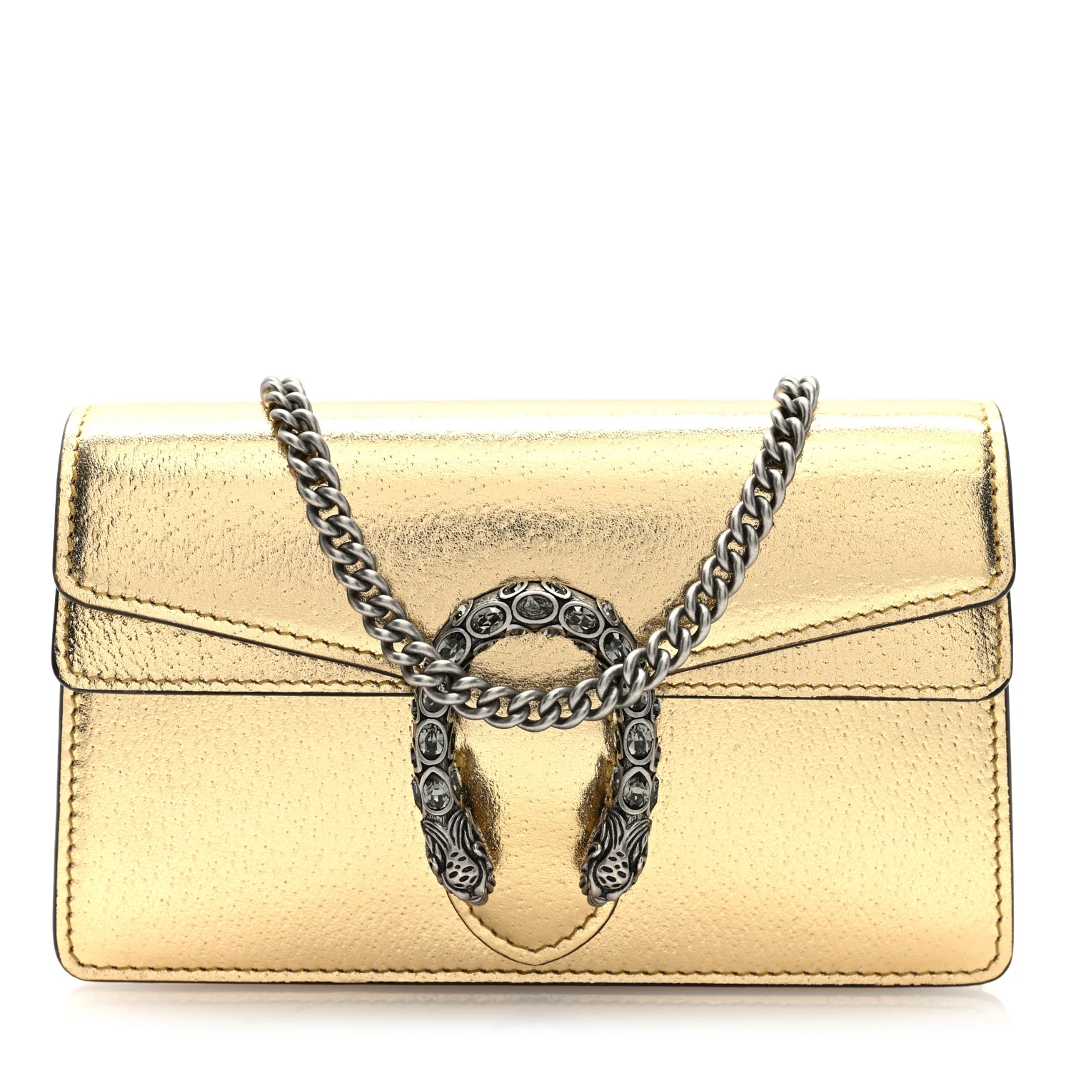 Metallic Calfskin Super Mini Dionysus Shoulder Bag Gold