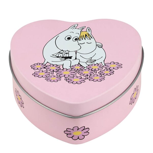 Mummi metallboks hjerteform 10x10 cm sammen rosa