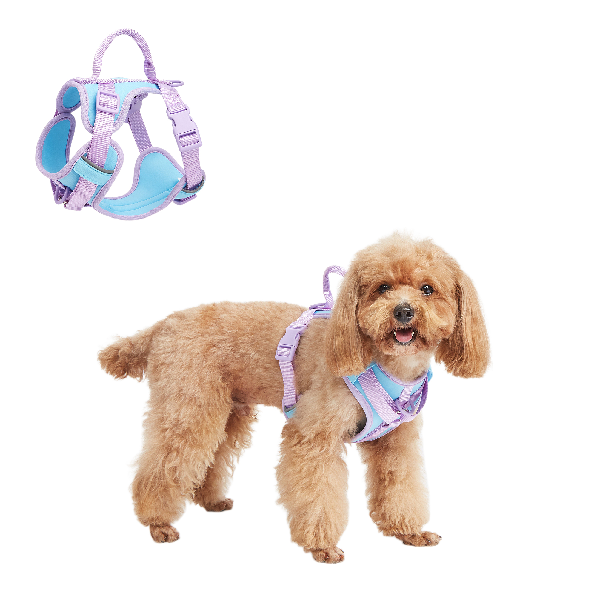 Adjustable Polyester Cat Dog Harness Vest Comfortable Multi-Color Tactical Style with Handle Cute Solid Pattern