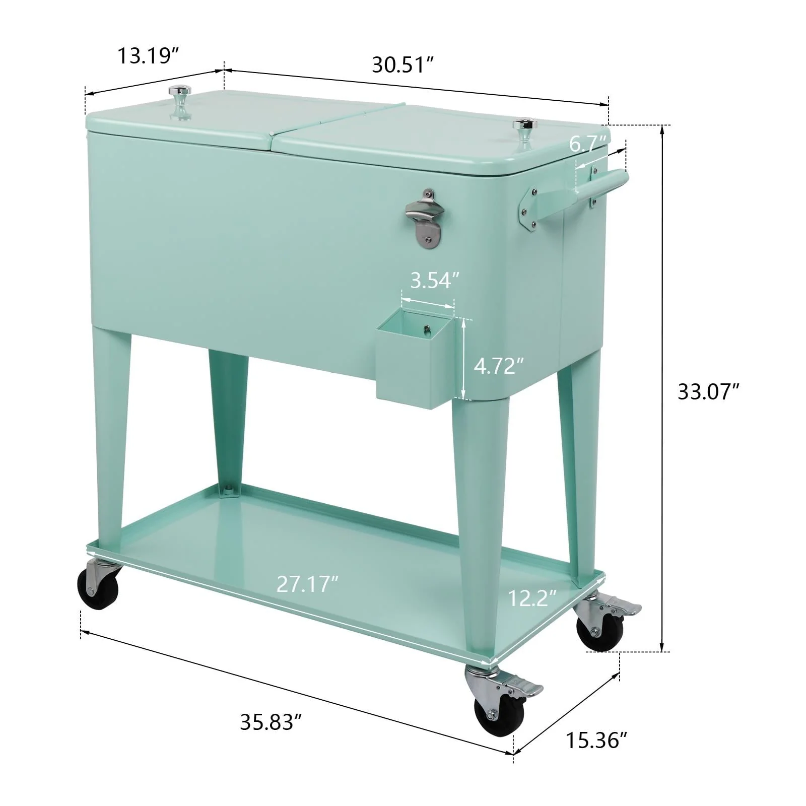 SalonMore Rolling Cooler 80QT Frozen Warm Function with Shelf Green Image 4
