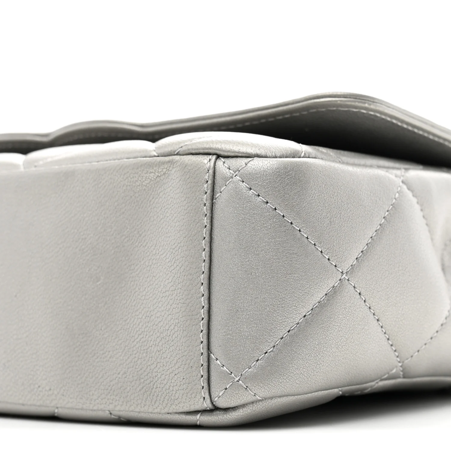 Metallic Goatskin Quilted Timeless CC Flap Silver