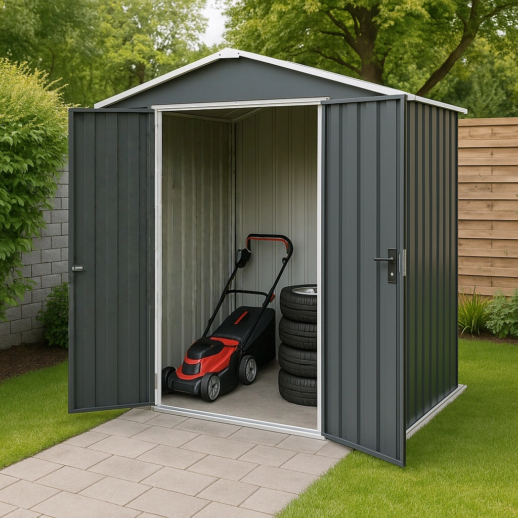 Haveskur gr stl udendrs opbevaring 215x150x222 cm