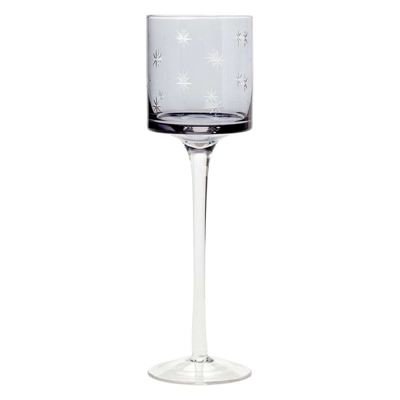 Photophore de Noël en verre sur pied gris argenté x3