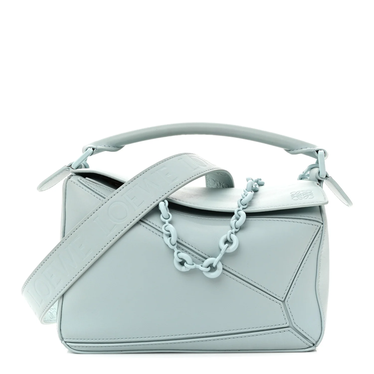 Grained Calfskin Small Puzzle Bag Aquamarine