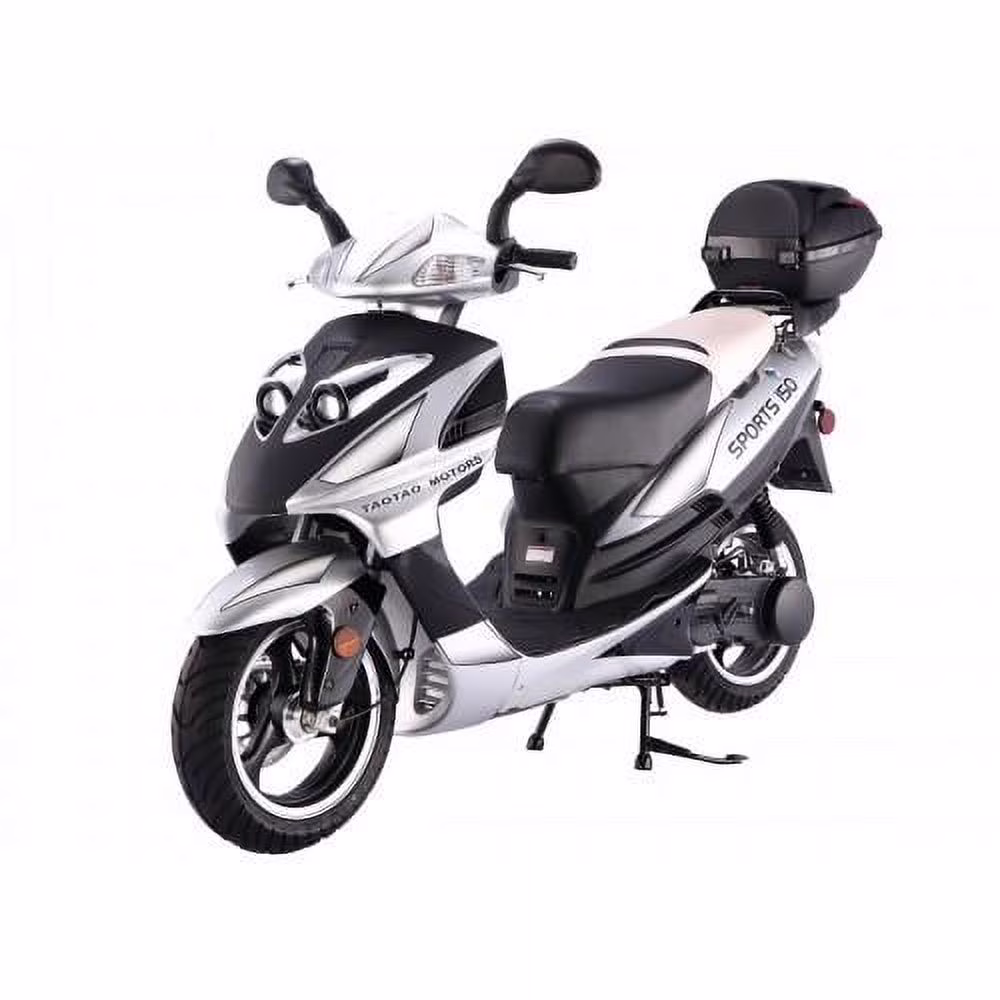Lancer 150cc Gas Fully Automatic Scooter with Matching Storage Trunk Sporty Black(Black)