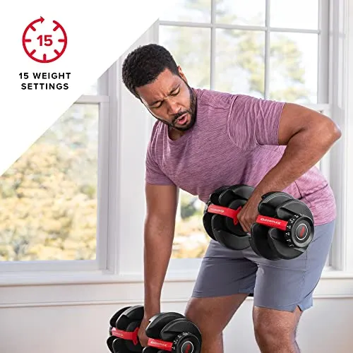 Paire d'haltères réglables Bowflex SelectTech 552, 2,3 à 23,8 kg, équipement de musculation compact pour la maison