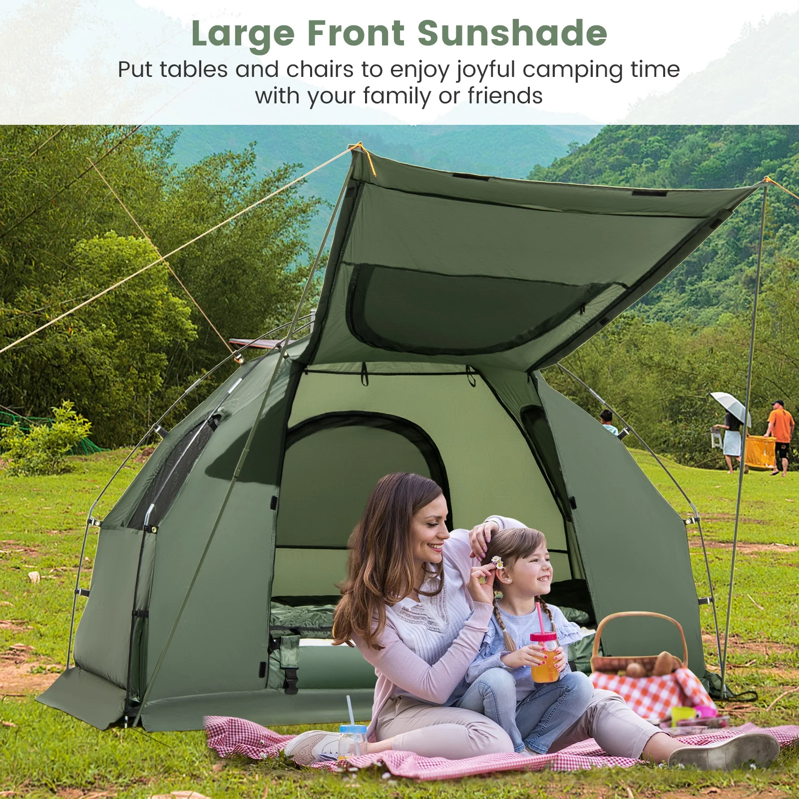 1-Person Waterproof Camping Tent Cot with Air Mattress, Pillow, Sleeping Bag - Image 4