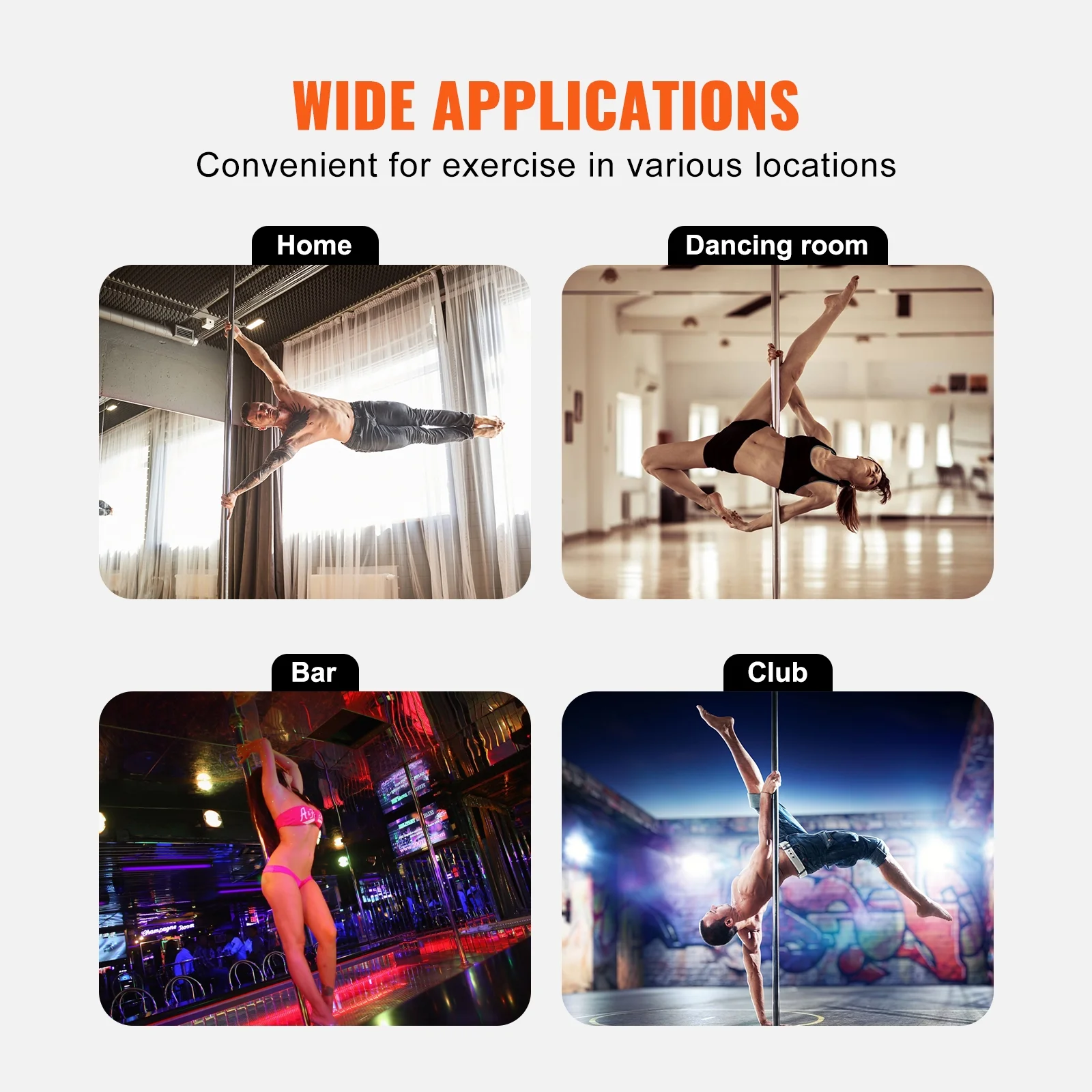 Expert Dance Pole, Rotating and Stationary Dance Pole Set, Detachable Portable Pole, 45mm Robust Stainless Steel Pole, Fitness Pole with Adjustable Height, Suitable for Workout Home, Silver(82-108" Silver) - Image 7