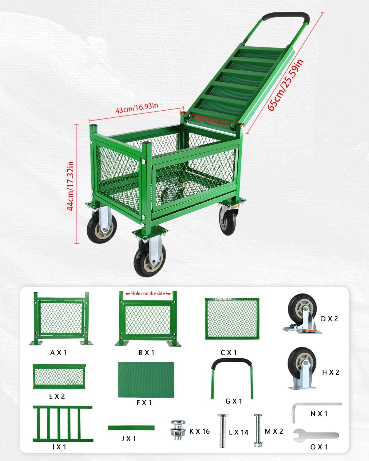 Garden Seat with Cart and Wheels for Seniors, Patio, Lawn & Yard
