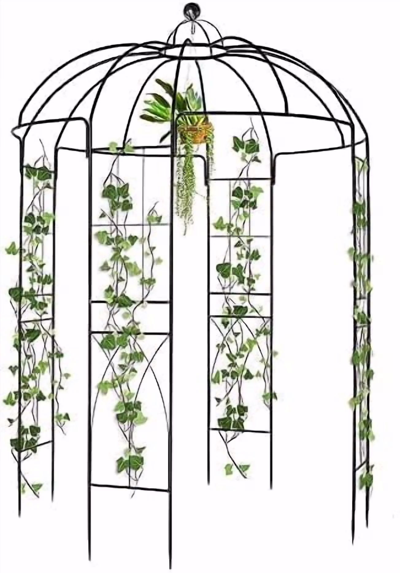 Garden Arch Arbor, Heavy Duty Metal Pergola Pavilion Trellis Birdcage Gazebo French Style 9ftx6.8ft Plants Support Use for Outdoor Climbing Plants Patio Decoration Wedding  Ceremony