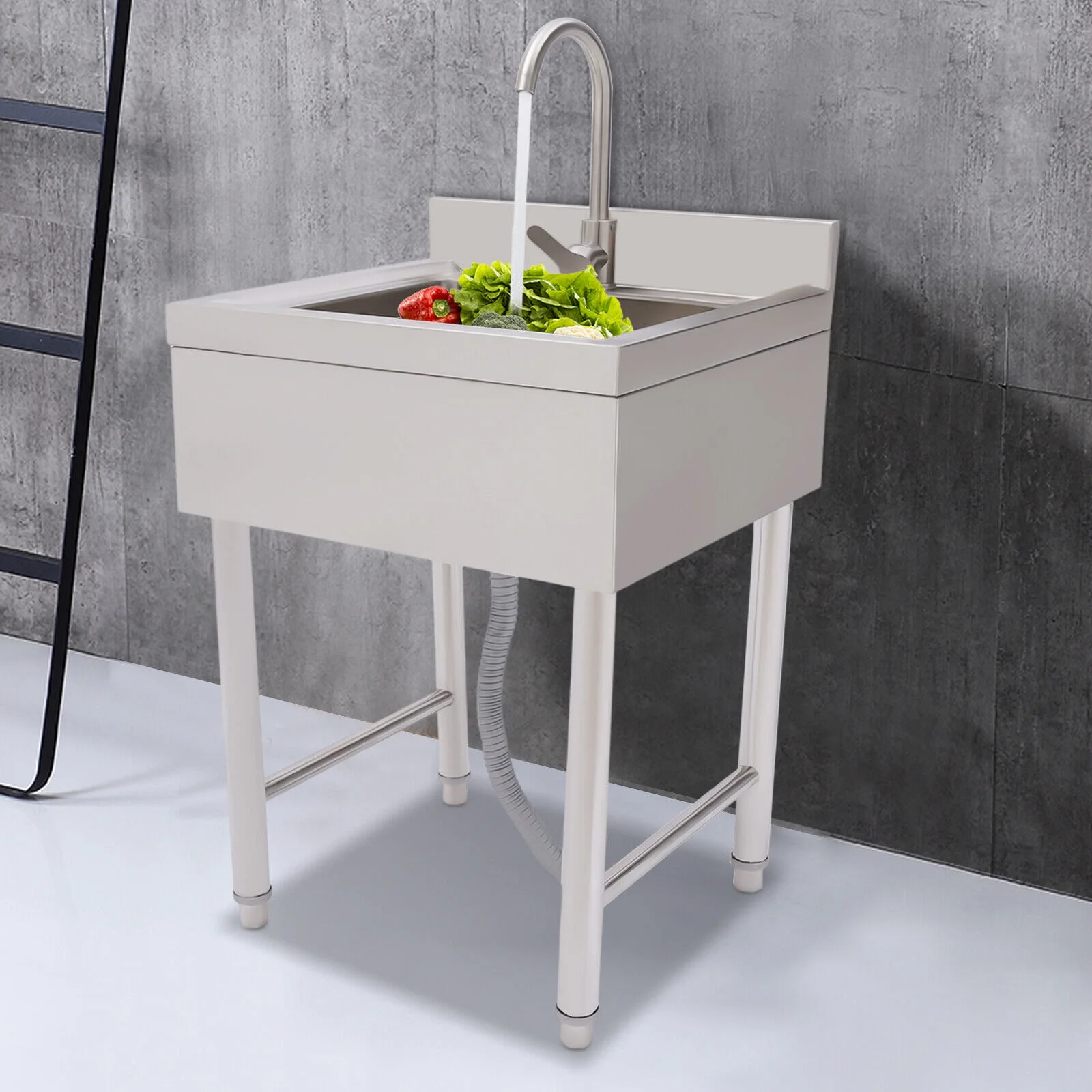 Commercial Utility Sink Stainless 1 Compartment Kitchen Sink 21.6*33.4*19.6