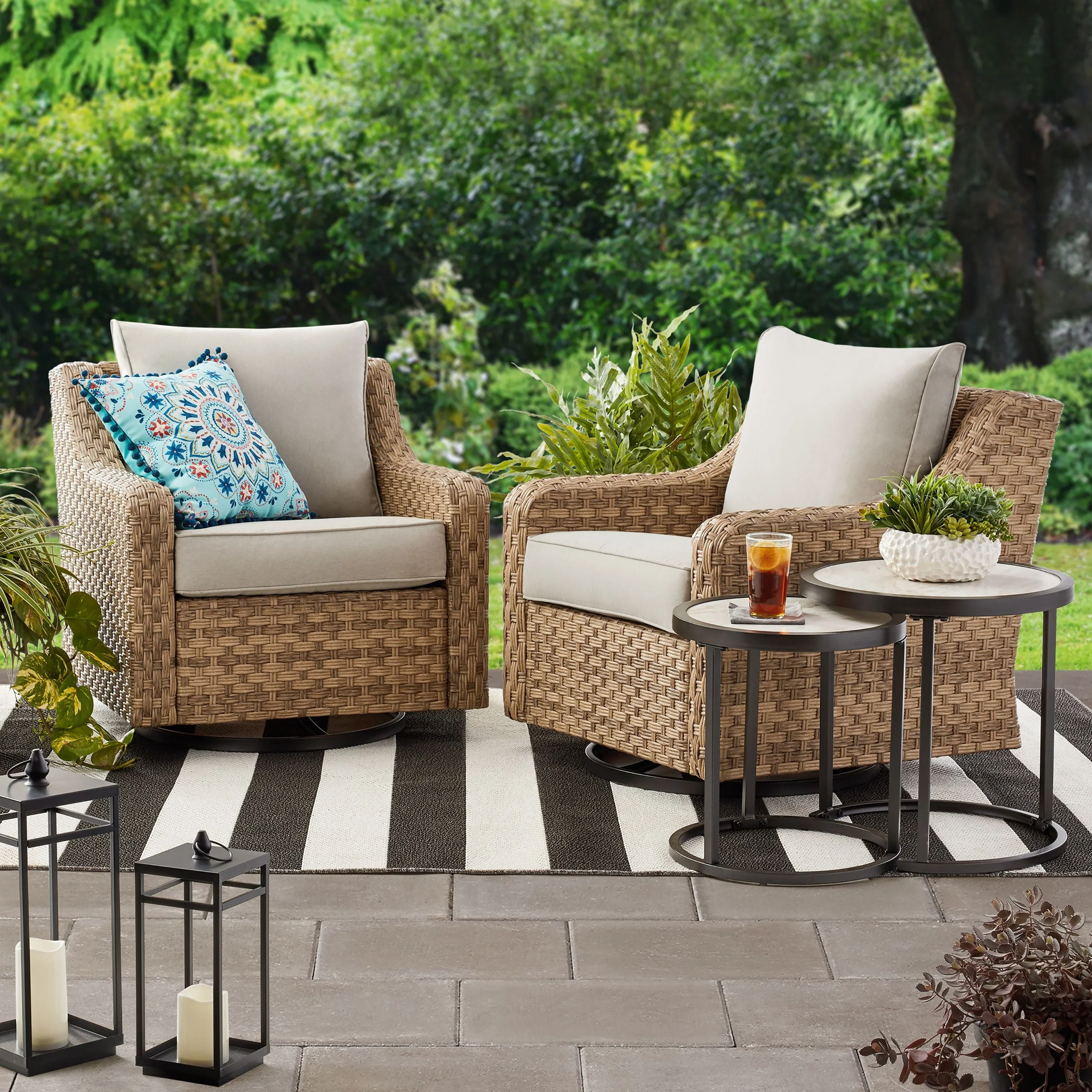 Better Homes & Gardens River Oaks 2-Piece Swivel Gliders with Patio Covers