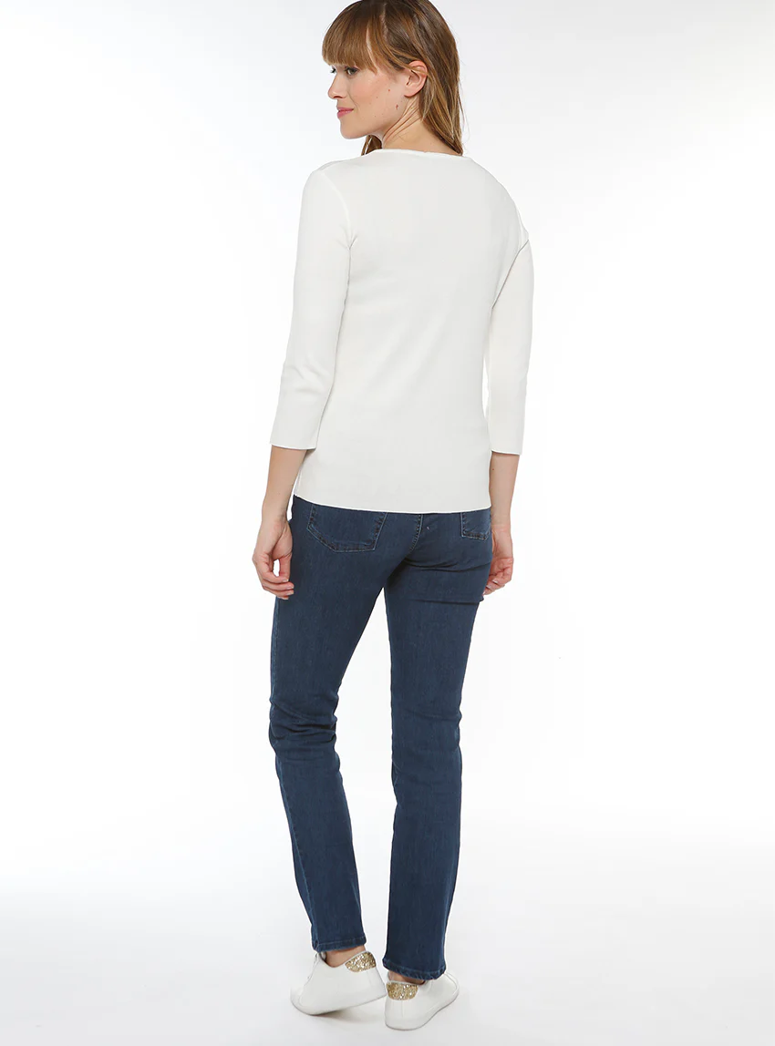 Pull femme en coton blanc crème