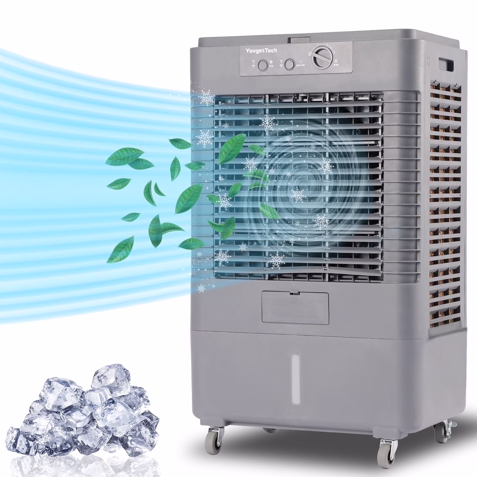 37'' Portable 3000CFM Evaporative Air Cooler(8 gal)