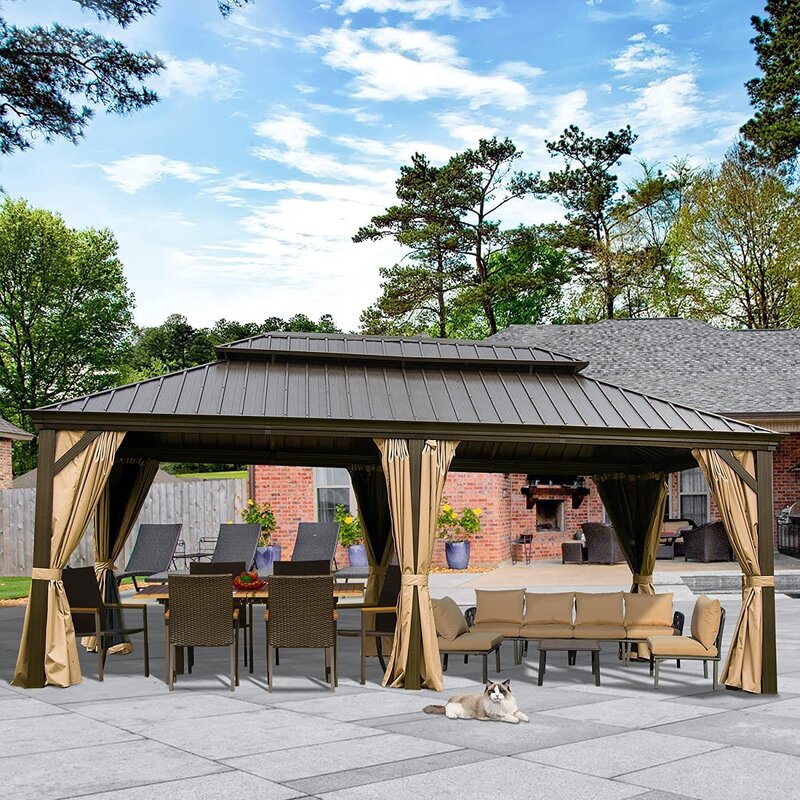 Gazebo de patio Calaro en acier galvanisé de 19,5 pi de largeur x 11 pi de profondeur