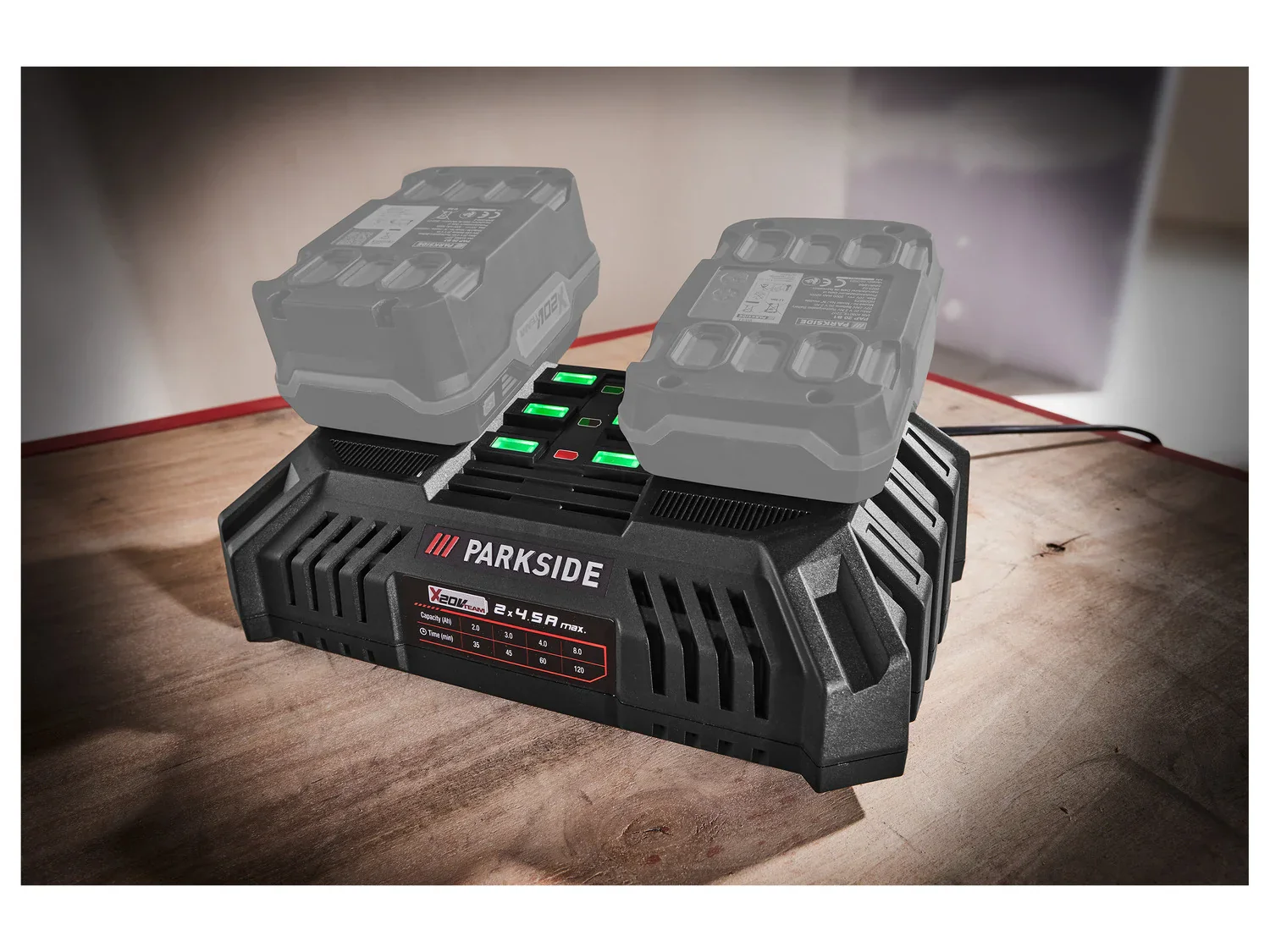 PARKSIDE Chargeur de batterie double PDSLG 20 B1, 2 x 4,5 A, 20 V