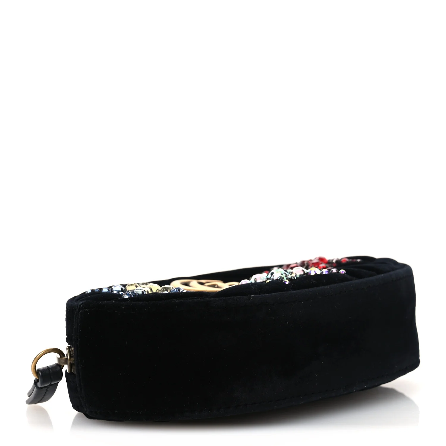 Velvet Matelasse Crystal Star GG Marmont Belt Bag 75 30 Black