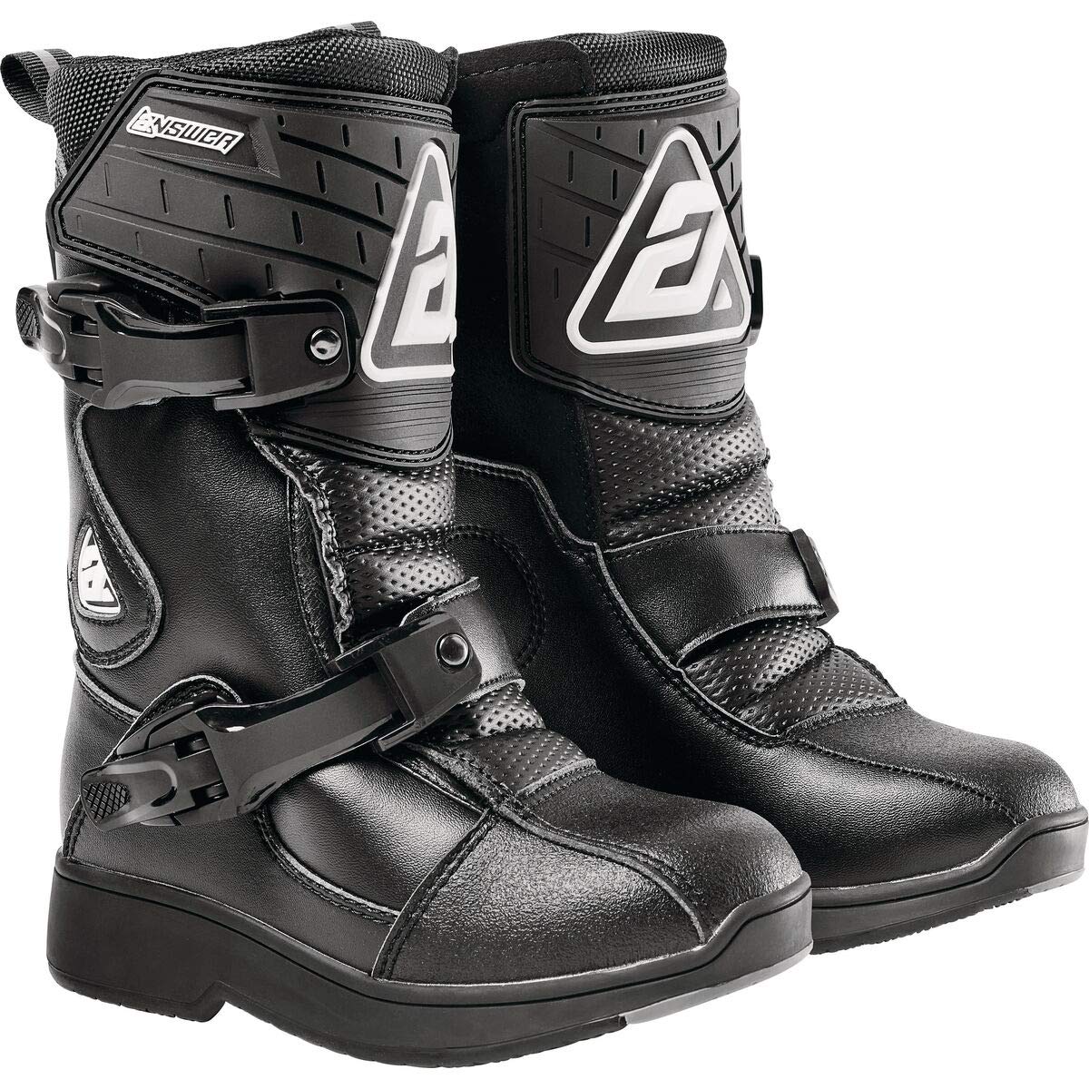 Answer Racing 446169 Powersports Motocross Protection Gear: Pee Wee Boots, Black/Black, Youth 10, 1 Pair