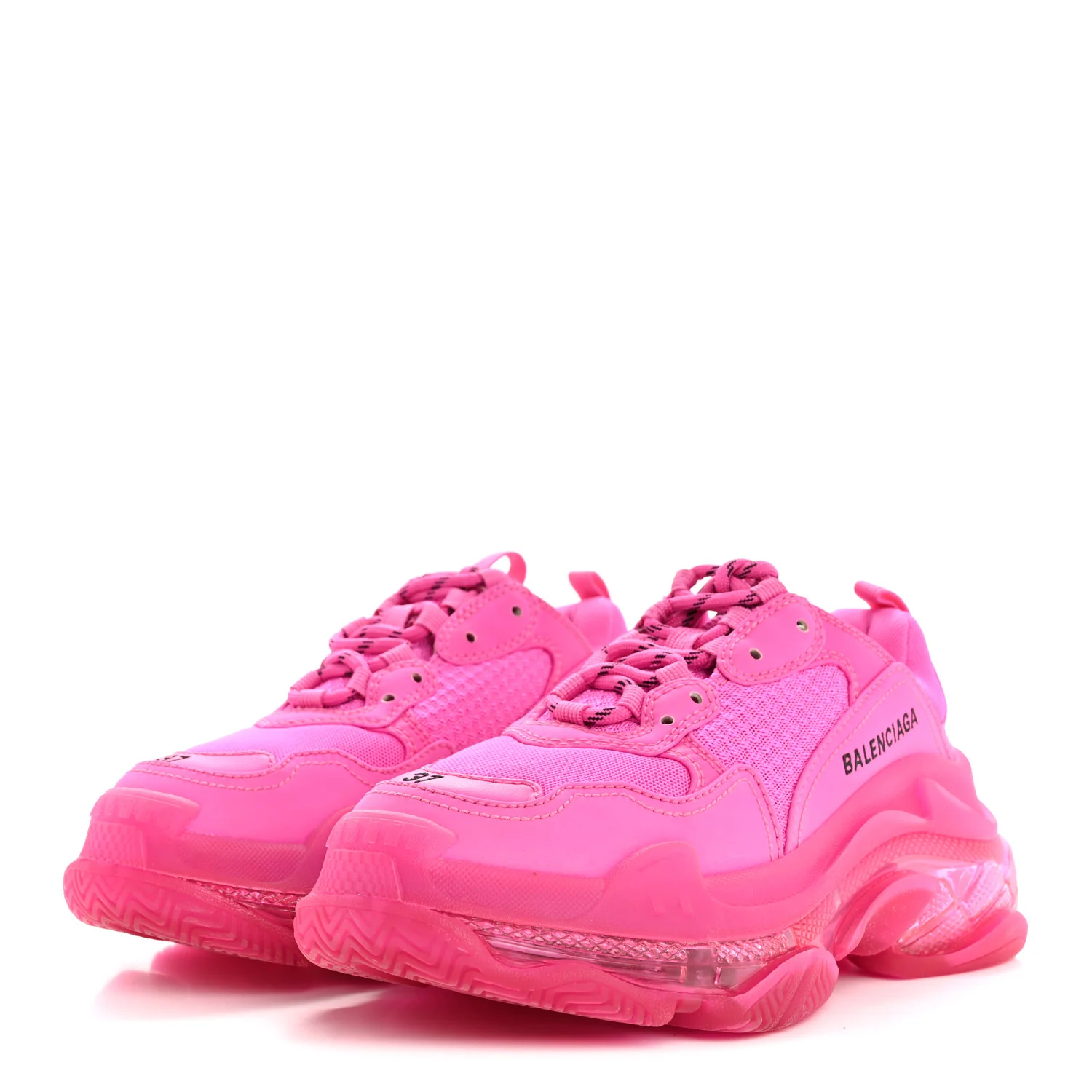 Fabric Mesh Clear Sole Fluo Womens Triple S Sneakers 37 Pink