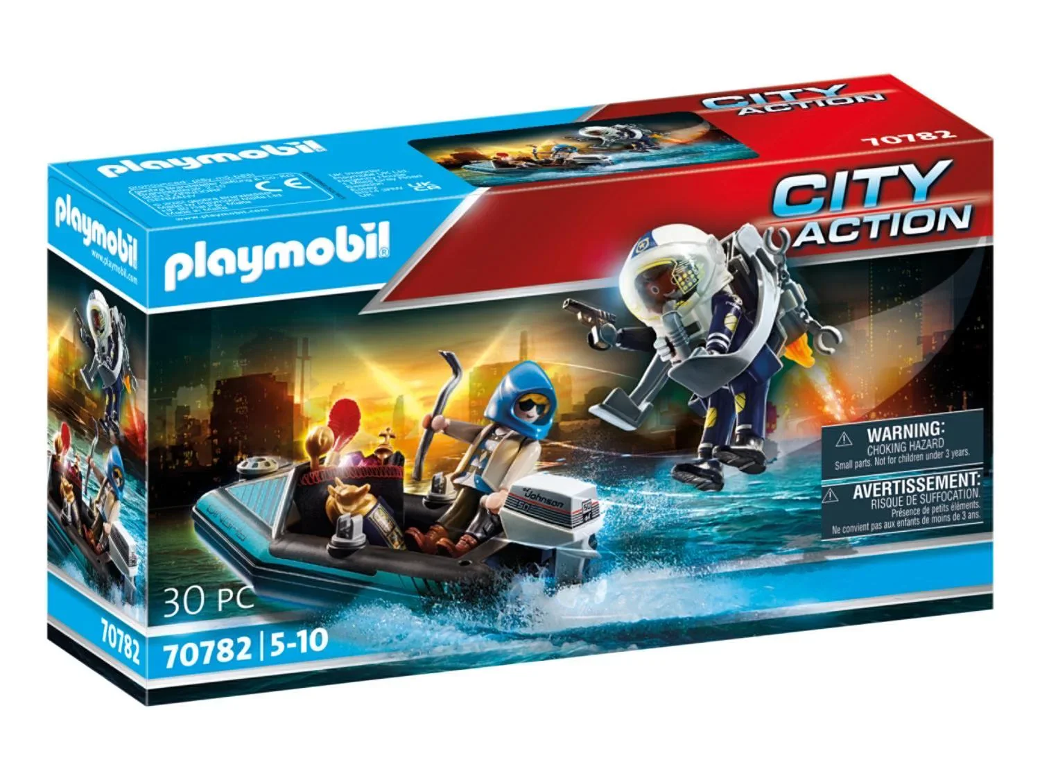 Playmobil 70782 Policier avec racteur dorsal et cano