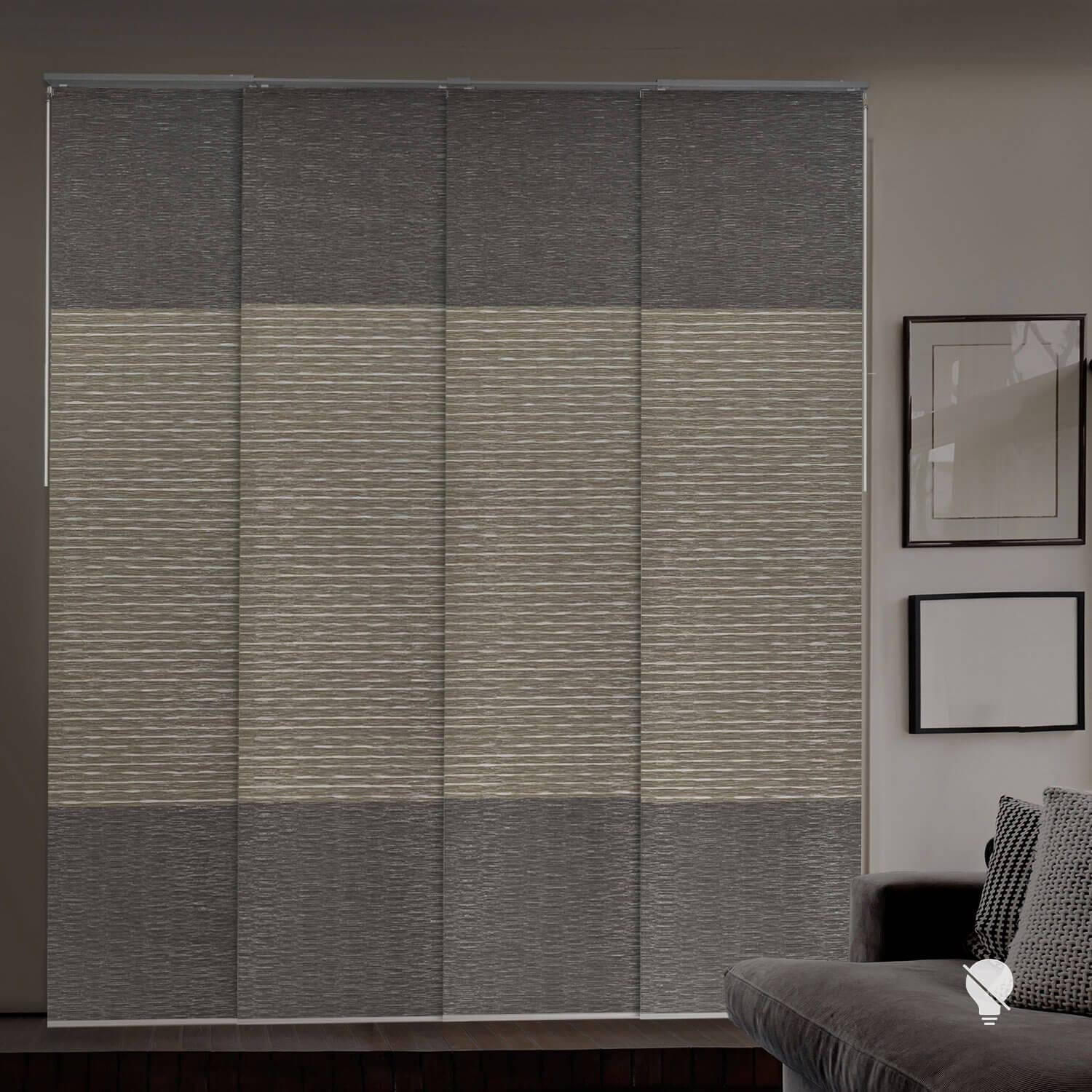 GoDear Design Amazon River 99.99% Blackout Natural Woven Adjustable Sliding Panel Track with 23 in. Slates Up to 86 in. W x 96 in. L