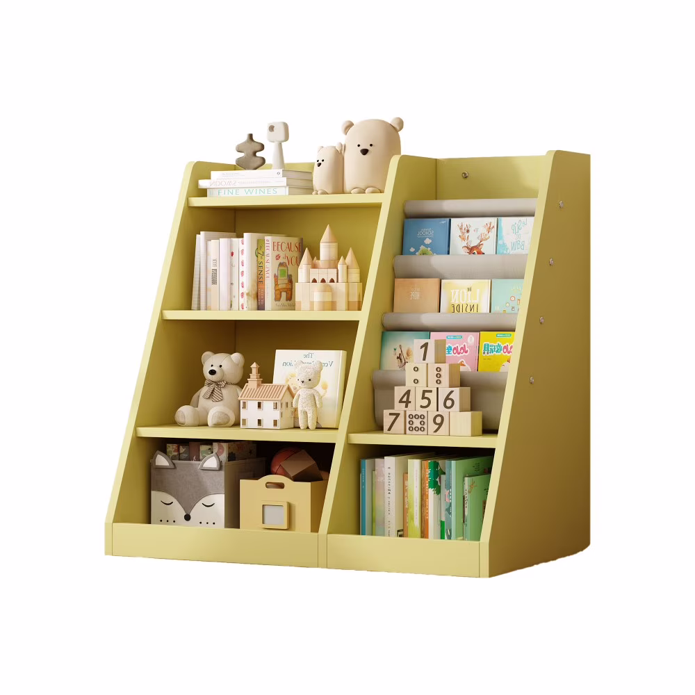 Montessori Kid Bookshelf, Modern Wood Bookcase 4 Tier Children Book Rack Display Toy Storage Organizer Sling Book Rack for Classroom Bedroom Nursery Playroom (Pink)(Pink) - Image 3
