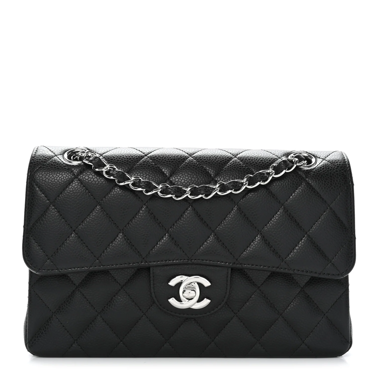 Caviar Quilted Small Double Flap Black