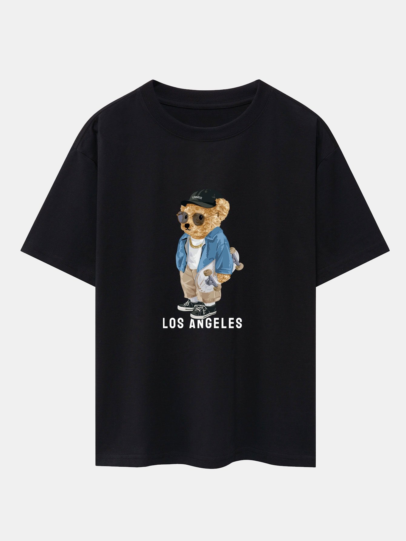 T-shirt oversize épais à imprimé ours skateur Los Angeles