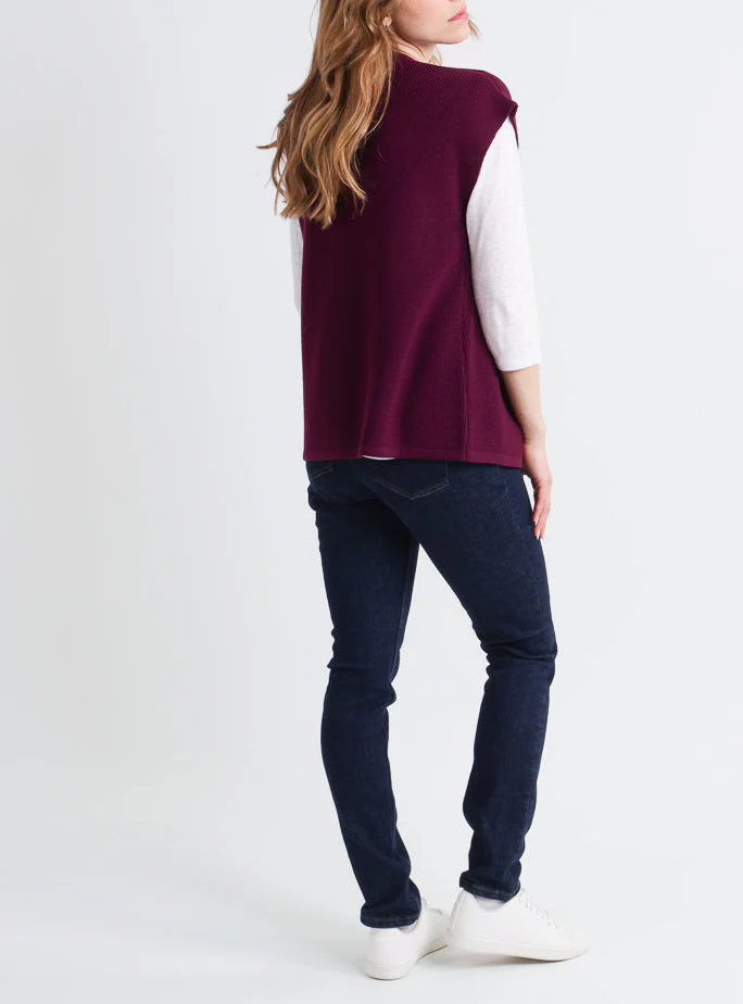 Gilet sans manches femme en laine violet