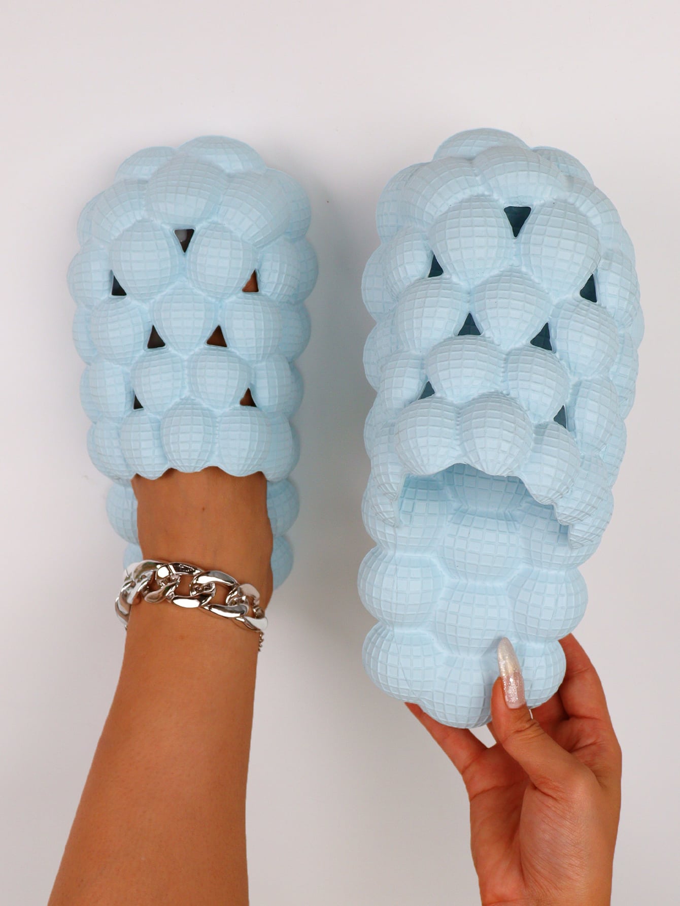 Chaussures à bulles à semelles épaisses et bouffantes avec motif litchi