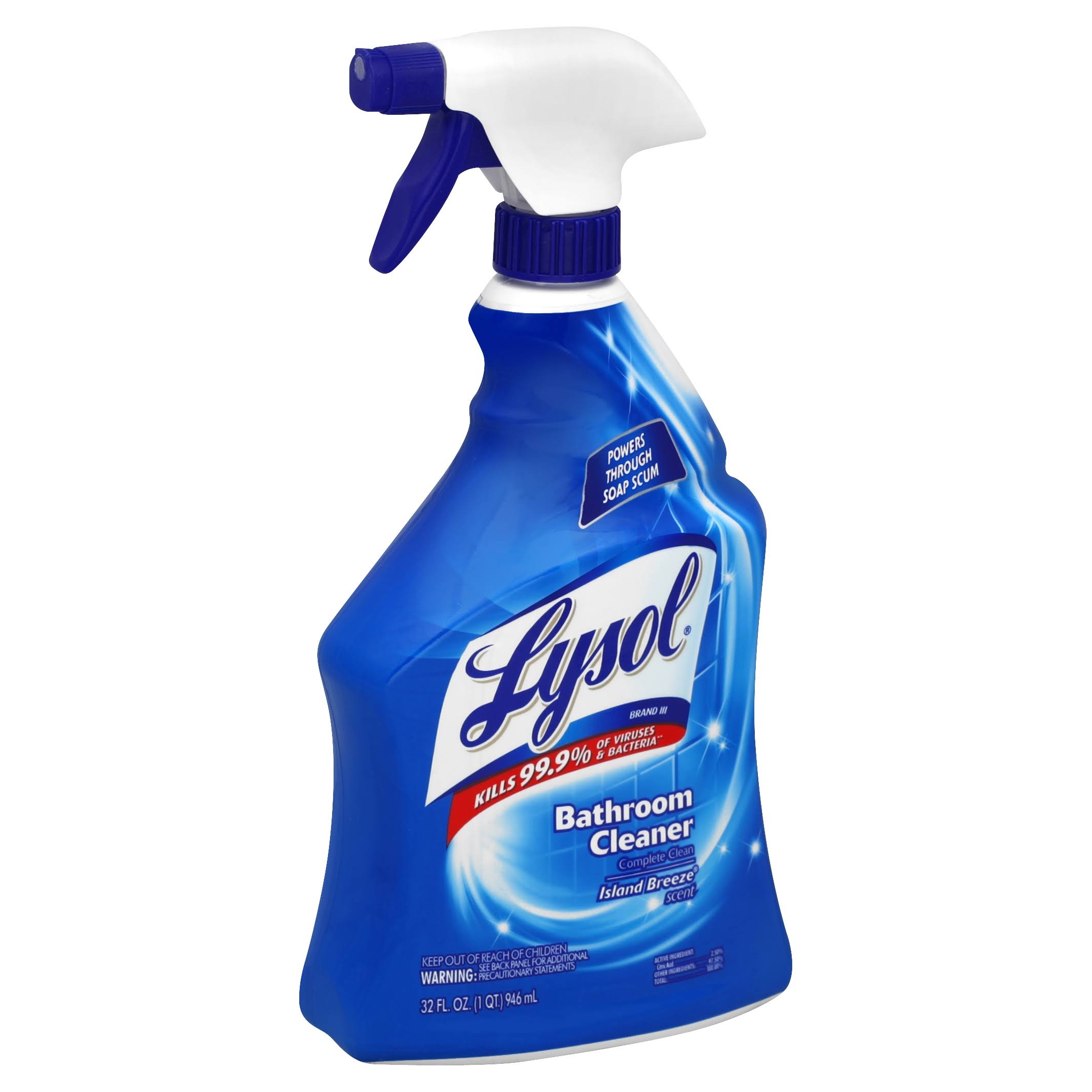 Lysol Complete Clean Bathroom Cleaner, Island Breeze - 32 fl oz spray bottle