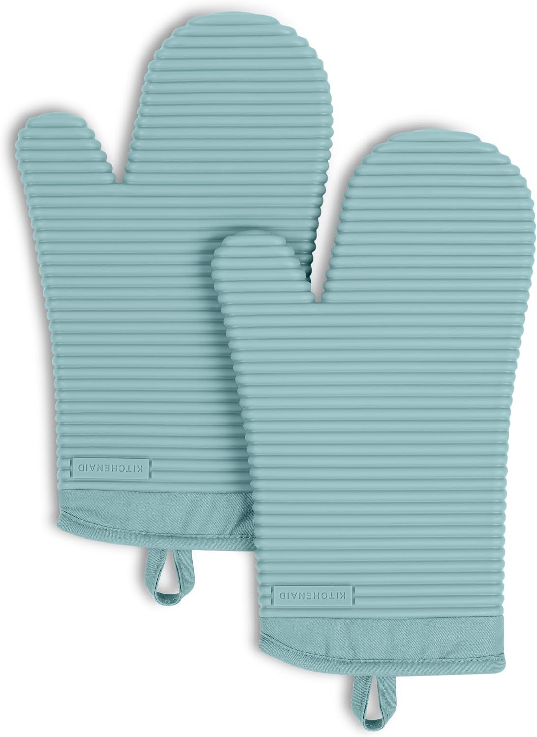 KITCHENAID Ribbed Soft Silicone Oven Mitt 2-Pack Set, 7.5