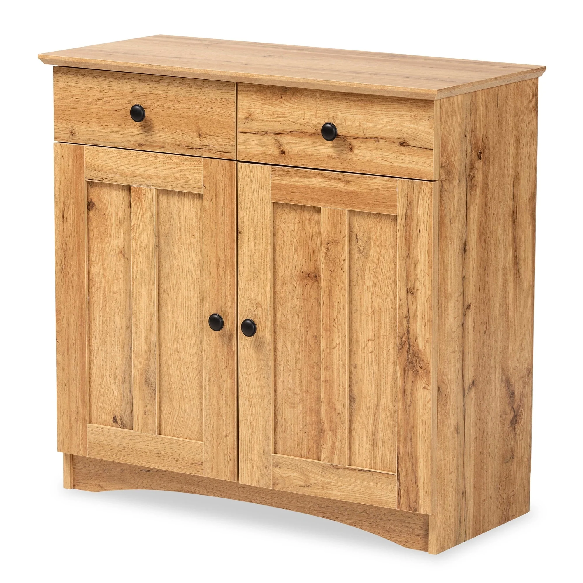 Baxton Studio Lauren Modern and Contemporary Oak Brown Finished Wood 2 - Door Buffet Kitchen Cabinet