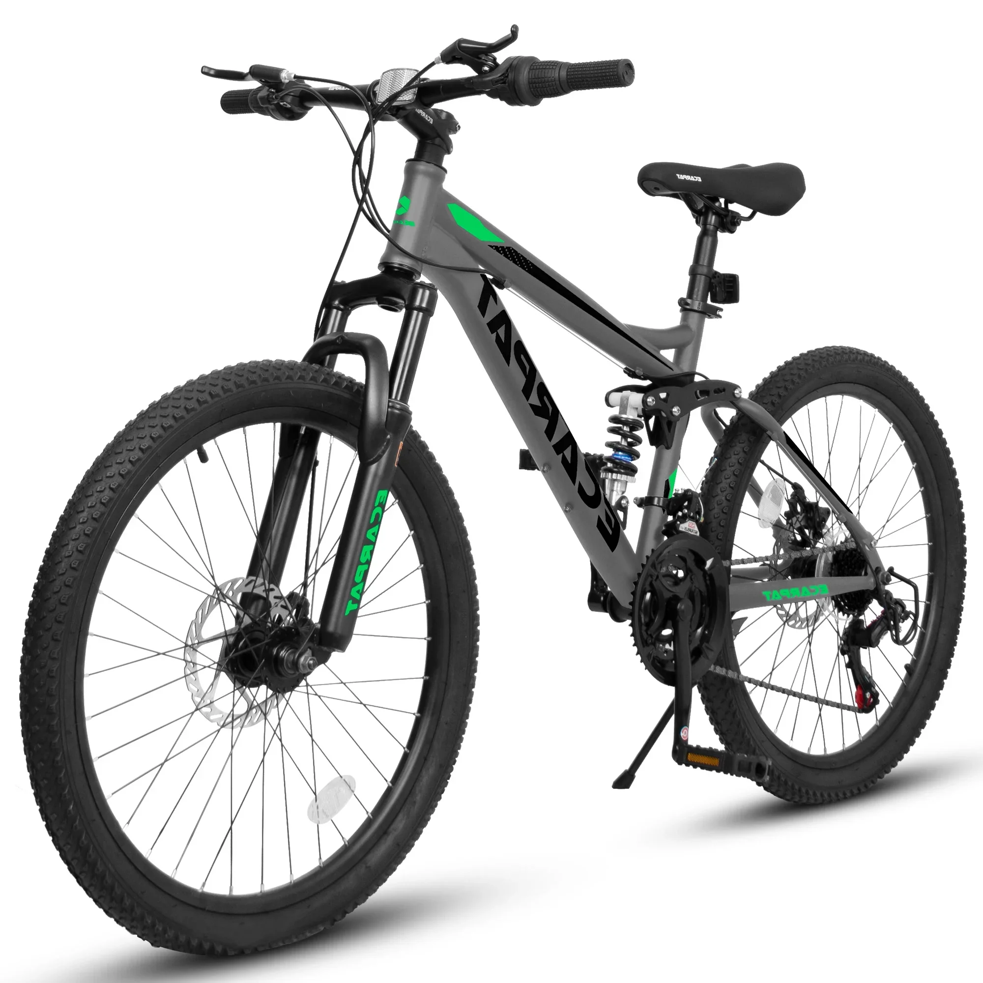 Yesfashion Mountain Bikes For Mens Womens, 24 Mountain Bike, 21-Speed Full Suspension Bicycles With Front Fork & Shock Absorber, Steel Frame Ergonomics City Bike